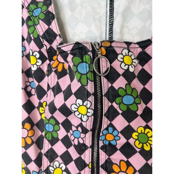 Lazy Oaf Retro Daisy Dress Checker Pink Zip Up size UK6/US2 Groovy Maximalist - Picture 5 of 11